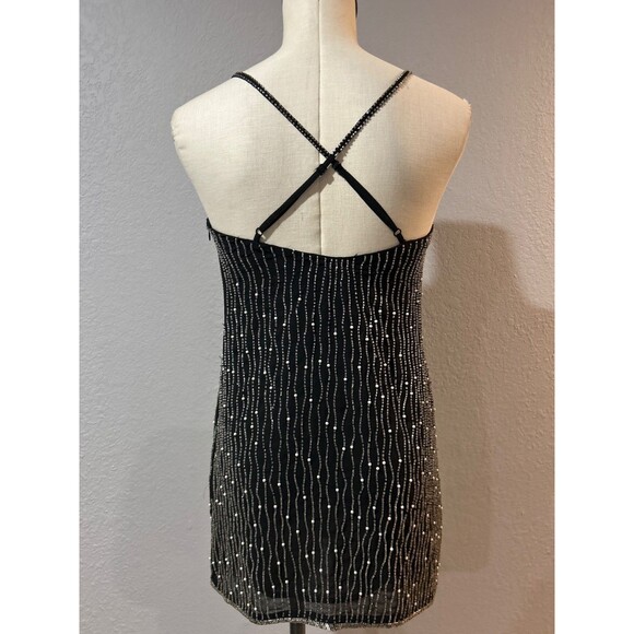 GUESS Womens Y2K Heavily Beaded Chiffon Slinky Slip Mini Dress size 2 Whimsygoth - Picture 7 of 12